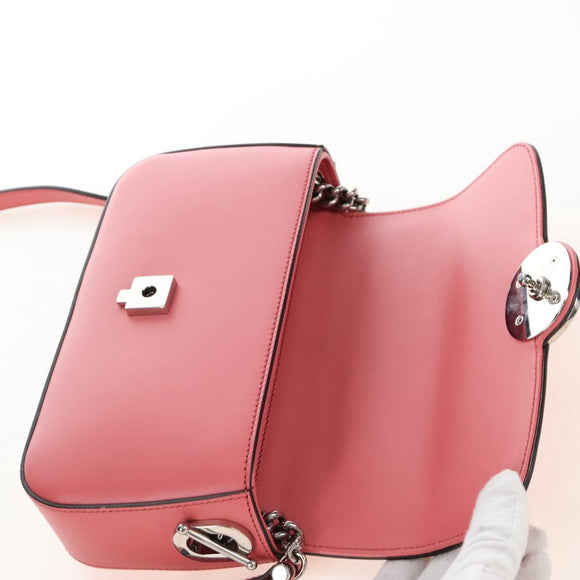 GUCCI Double G Chain Shoulder Bag Leather Pink Silver 739722 Auth SW2873SAM