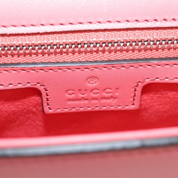 GUCCI Double G Chain Shoulder Bag Leather Pink Silver 739722 Auth SW2873SAM