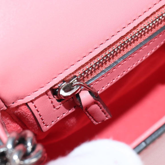 GUCCI Double G Chain Shoulder Bag Leather Pink Silver 739722 Auth SW2873SAM