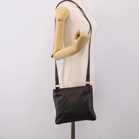 GUCCI GuccissimaGG Shoulder Bag Leather Dark Brown Gold Tone 201538 Auth SW2875V