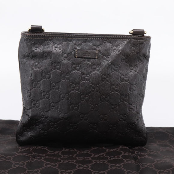 GUCCI GuccissimaGG Shoulder Bag Leather Dark Brown Gold Tone 201538 Auth SW2875V