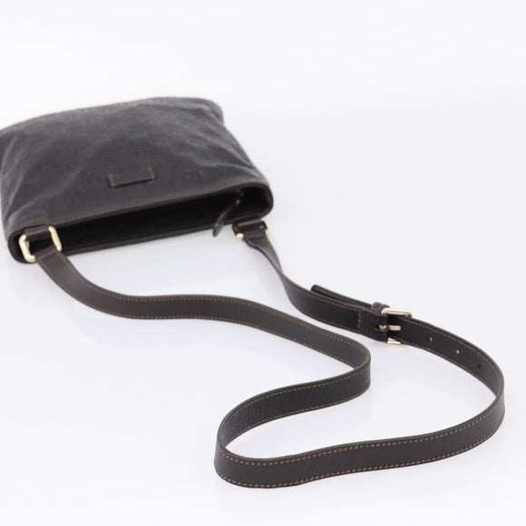 GUCCI GuccissimaGG Shoulder Bag Leather Dark Brown Gold Tone 201538 Auth SW2875V
