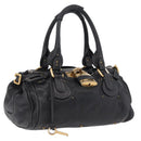 Chloe Paddington Hand Bag Leather Black Gold Tone Auth SW2877V-1
