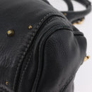 Chloe Paddington Hand Bag Leather Black Gold Tone Auth SW2877V-12