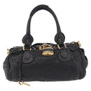 Chloe Paddington Hand Bag Leather Black Gold Tone Auth SW2877V-2