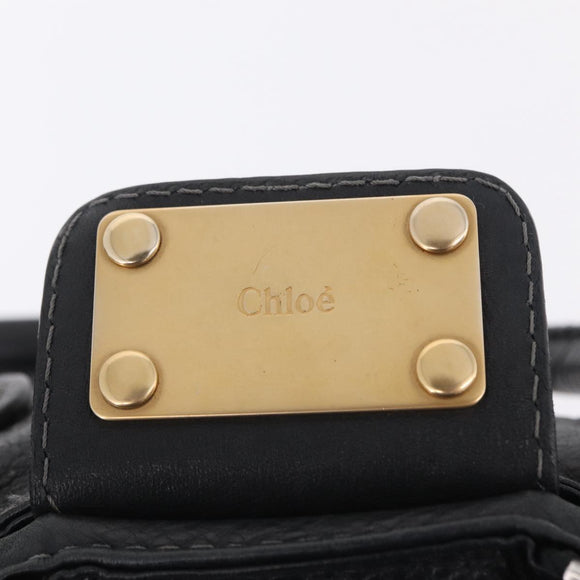 Chloe Paddington Hand Bag Leather Black Gold Tone Auth SW2877V