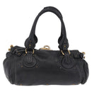 Chloe Paddington Hand Bag Leather Black Gold Tone Auth SW2877V-3