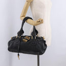 Chloe Paddington Hand Bag Leather Black Gold Tone Auth SW2877V-31