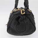 Chloe Paddington Hand Bag Leather Black Gold Tone Auth SW2877V-4