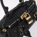 Chloe Paddington Hand Bag Leather Black Gold Tone Auth SW2877V-6