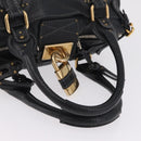Chloe Paddington Hand Bag Leather Black Gold Tone Auth SW2877V-7