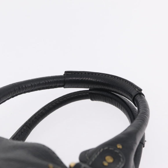 Chloe Paddington Hand Bag Leather Black Gold Tone Auth SW2877V