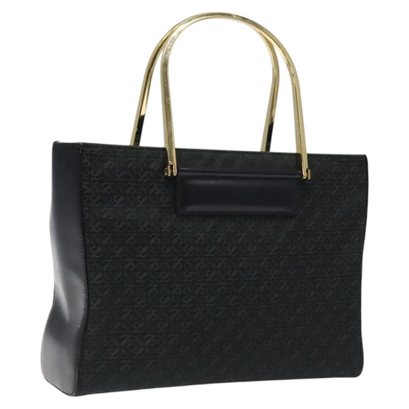 LOEWE Hand Bag Nylon Green Gold Auth sw288