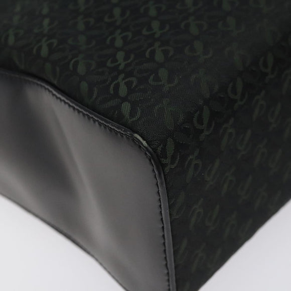 LOEWE Hand Bag Nylon Green Gold Auth sw288