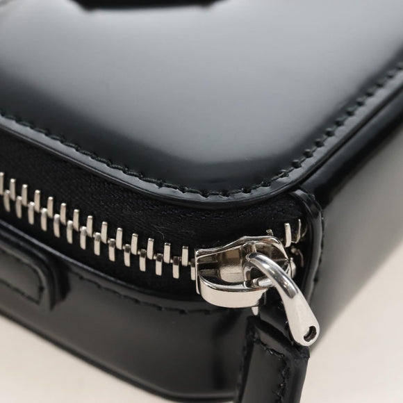 PRADA Shoulder Pouch Leather Black Silver Auth SW2880M