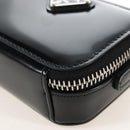 PRADA Shoulder Pouch Leather Black Silver Auth SW2880M-13