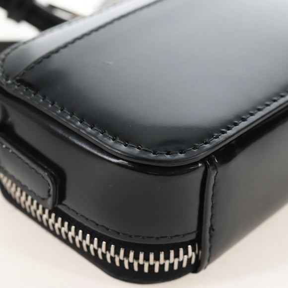 PRADA Shoulder Pouch Leather Black Silver Auth SW2880M