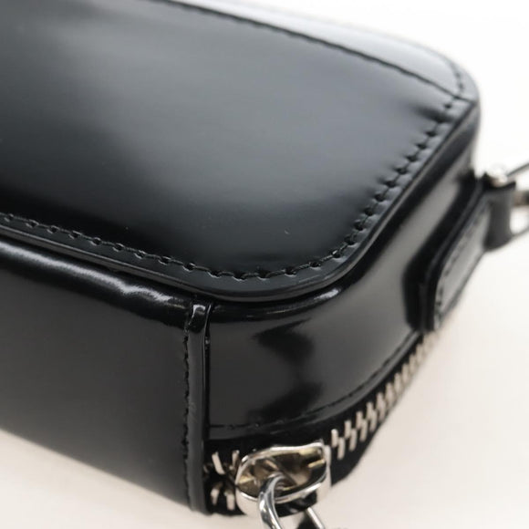PRADA Shoulder Pouch Leather Black Silver Auth SW2880M