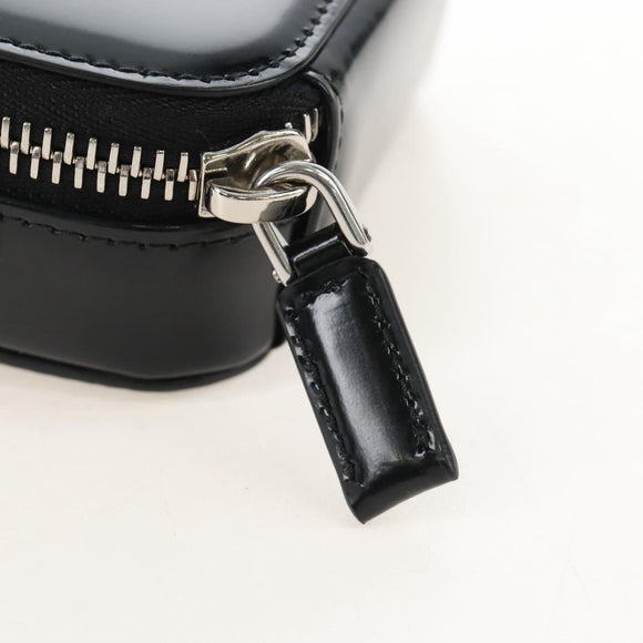 PRADA Shoulder Pouch Leather Black Silver Auth SW2880M