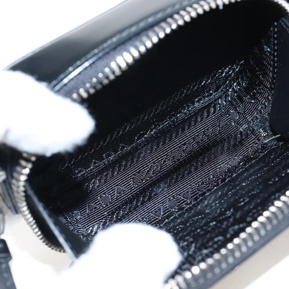 PRADA Shoulder Pouch Leather Black Silver Auth SW2880M