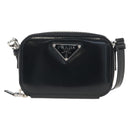 PRADA Shoulder Pouch Leather Black Silver Auth SW2880M-2