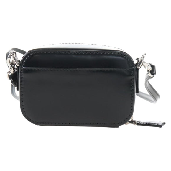 PRADA Shoulder Pouch Leather Black Silver Auth SW2880M