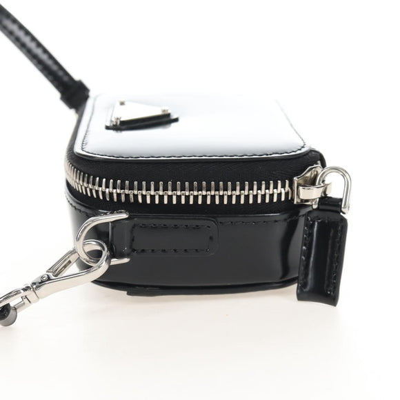 PRADA Shoulder Pouch Leather Black Silver Auth SW2880M