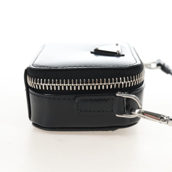 PRADA Shoulder Pouch Leather Black Silver Auth SW2880M