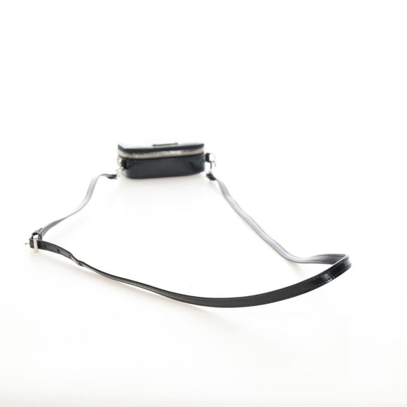 PRADA Shoulder Pouch Leather Black Silver Auth SW2880M
