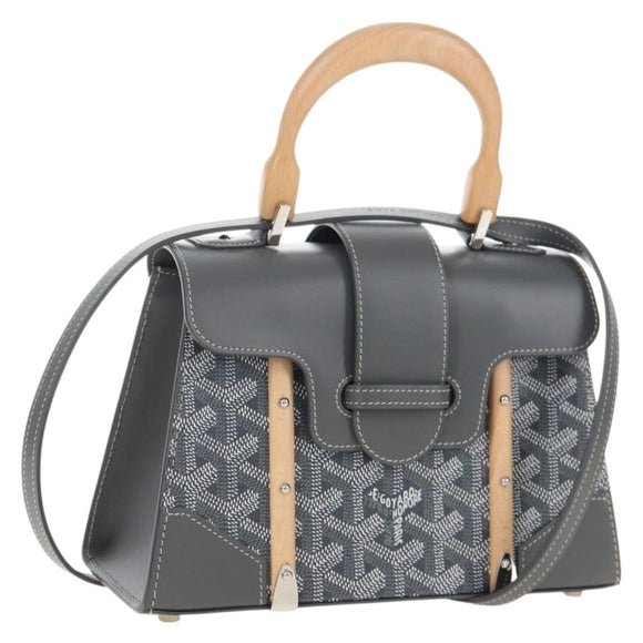 Goyard Herringbone Saigon Mini Hand Bag PVC Leather 2way Gray Auth SW2884SM
