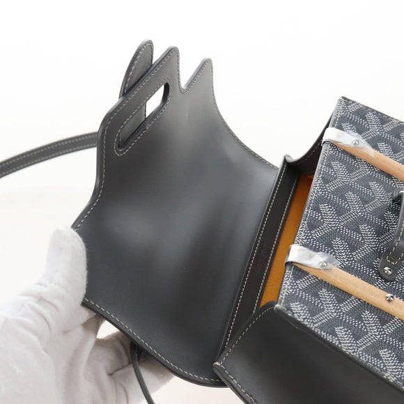 Goyard Herringbone Saigon Mini Hand Bag PVC Leather 2way Gray Auth SW2884SM
