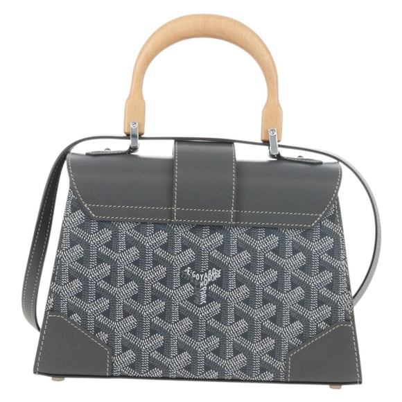 Goyard Herringbone Saigon Mini Hand Bag PVC Leather 2way Gray Auth SW2884SM