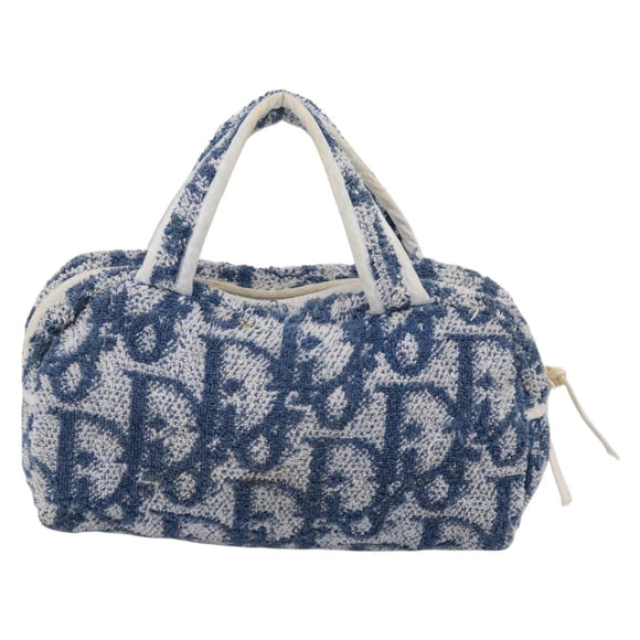 Christian Dior Trotter Canvas Hand Bag Pile Blue White Auth SW2885A