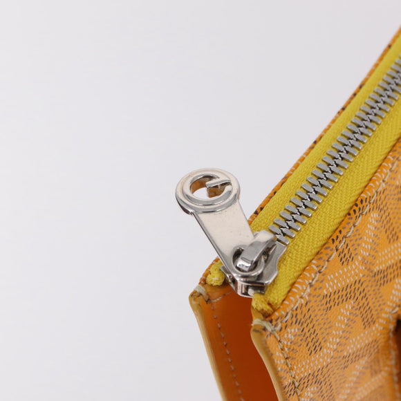 Goyard Herringbone Sorbonne Clutch Bag PVC Leather Yellow Silver Auth SW2886SM