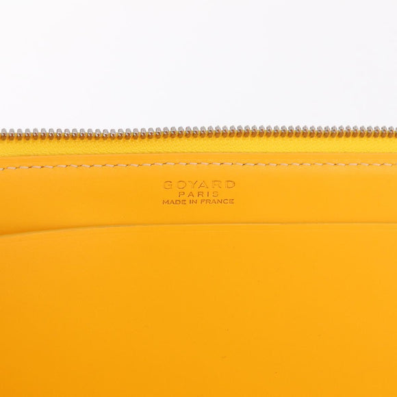 Goyard Herringbone Sorbonne Clutch Bag PVC Leather Yellow Silver Auth SW2886SM