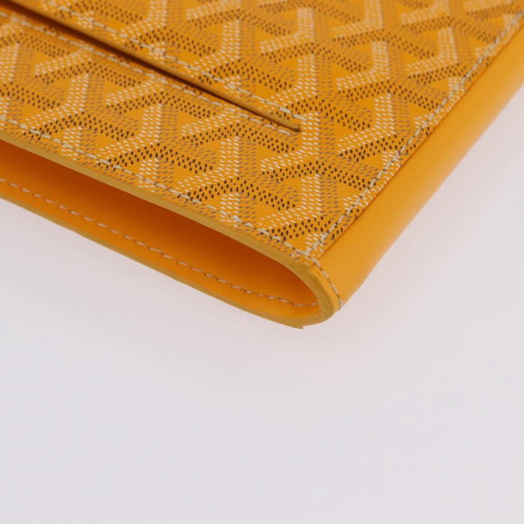 Goyard Herringbone Sorbonne Clutch Bag PVC Leather Yellow Silver Auth SW2886SM