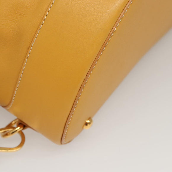 LOEWE Anagram Shoulder Bag Leather Yellow Gold Auth sw289