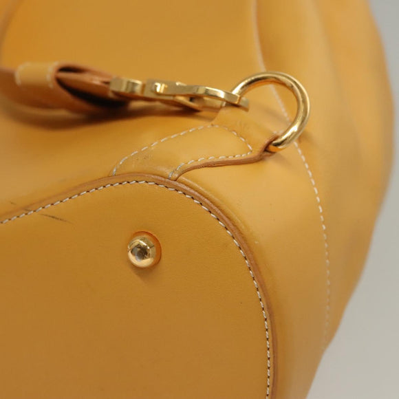 LOEWE Anagram Shoulder Bag Leather Yellow Gold Auth sw289