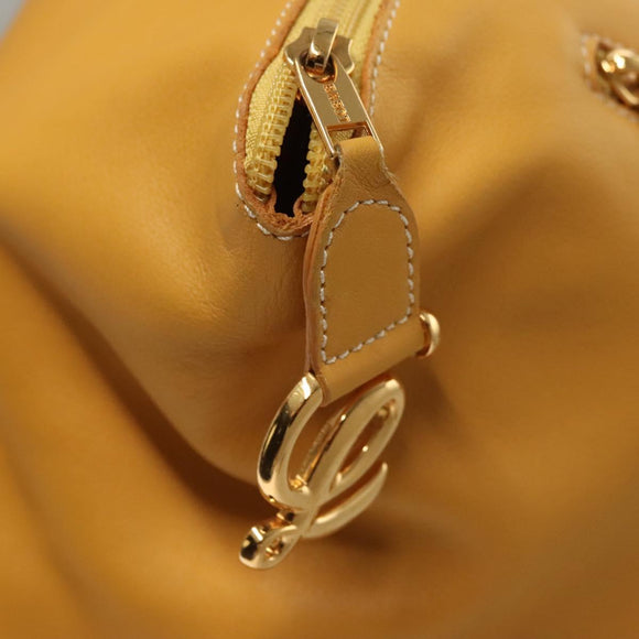 LOEWE Anagram Shoulder Bag Leather Yellow Gold Auth sw289