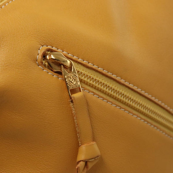 LOEWE Anagram Shoulder Bag Leather Yellow Gold Auth sw289
