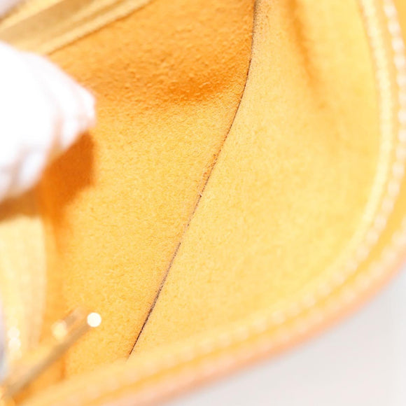 LOEWE Anagram Shoulder Bag Leather Yellow Gold Auth sw289