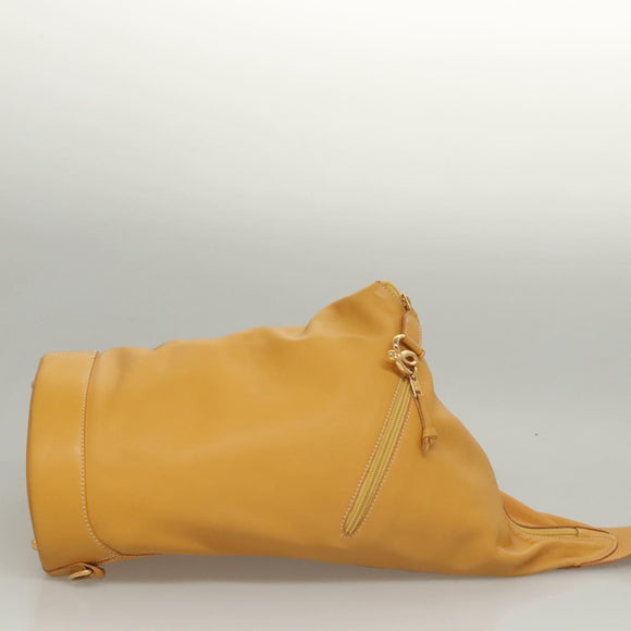 LOEWE Anagram Shoulder Bag Leather Yellow Gold Auth sw289