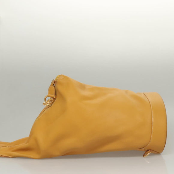 LOEWE Anagram Shoulder Bag Leather Yellow Gold Auth sw289