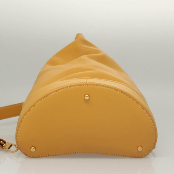LOEWE Anagram Shoulder Bag Leather Yellow Gold Auth sw289