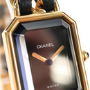 CHANEL Premiere Watches Metal Gold Tone Black CC Auth SW2895SAM-10
