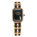 CHANEL Premiere Watches Metal Gold Tone Black CC Auth SW2895SAM-2