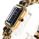 CHANEL Premiere Watches Metal Gold Tone Black CC Auth SW2895SAM-6