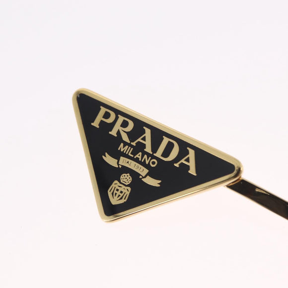 PRADA Barrette Hair Clip Metal Gold Tone Black 1IF051 Auth SW2899M