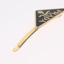 PRADA Barrette Hair Clip Metal Gold Tone Black 1IF051 Auth SW2899M-13