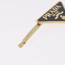 PRADA Barrette Hair Clip Metal Gold Tone Black 1IF051 Auth SW2899M-6